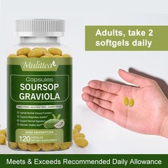 Soursop Graviola Capsules – Digestive, Immune & Respiratory Support, 120ct