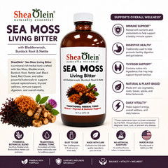 16 oz Sea Moss Bladderwrack Living Bitters Herbal Blend Liquid by Shea Olein