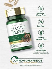 Cloves Supplement | 1000mg | 100 Capsules | Non-GMO, Gluten Free | by Carlyle