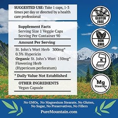 St. John’s Wort – 90 Count Capsules with Standardized 0.3% Hypericin, 450mg