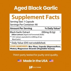 Fermented Black Garlic Extract Dietary Supplement 2000mg 90 Caps