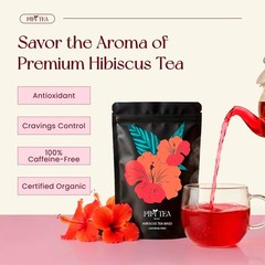 PiPi Tea Organic Hibiscus Tea Bags Caffeine Free Non GMO Vegan 60g