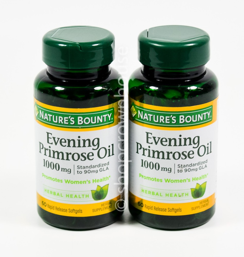 2 Natures Bounty 1000mg EVENING PRIMROSE OIL womens health 60 Softgels 06/2028