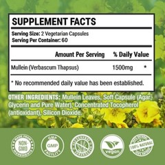 Healthfare Mullein Leaf Capsules Support Lung Cleanse Support Respiratory Health