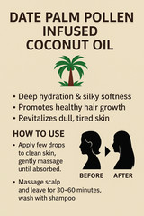 Date Palm Pollen Infused Coconut Oil 100% Natural | Skin & Hair Nourishing |50ml