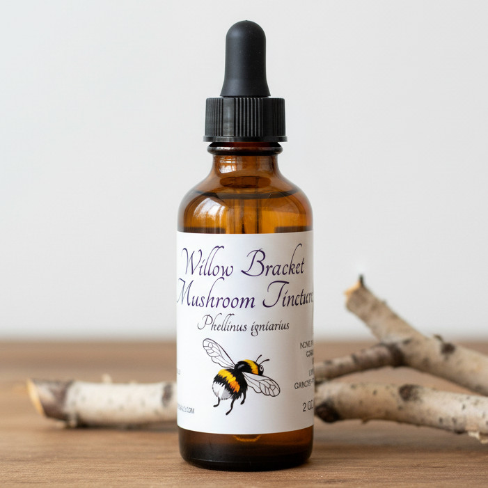 Willow Bracket Mushroom Tincture, Dual-Extracted Wild Phellinus Igniarius