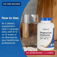 Magnesium Glycinate Capsules, 180 Capsules, 210mg | Gentle Absorption