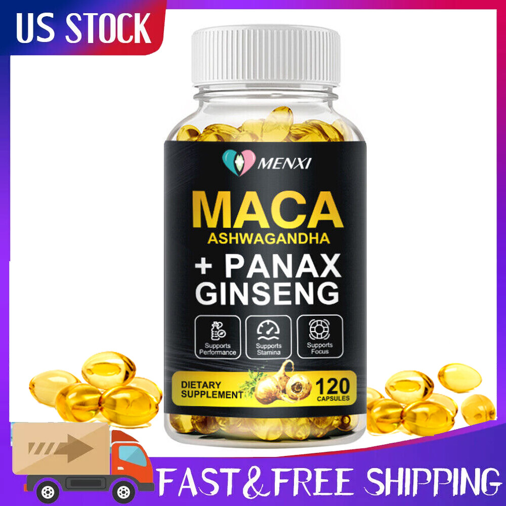 Maca Root,Ashwagandha,Panax Ginseng Extract Organic Male Enhancing 120 Capsules