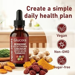 Glucora Berberina Liquida Gotas, Berberine Drops with Ceylon Cinnamon, Bitter Me