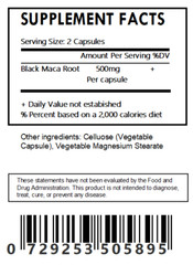 Black Maca Root – Vegetable Capsules 500mg Each – USDA Organic – Non GMO