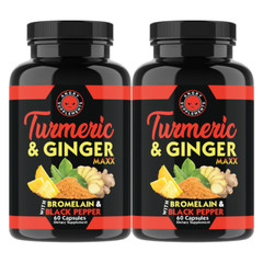 Turmeric Ginger Maxx, 100% Natural Curcuma + Omega 3 Inflammation Joint Pain 2PK