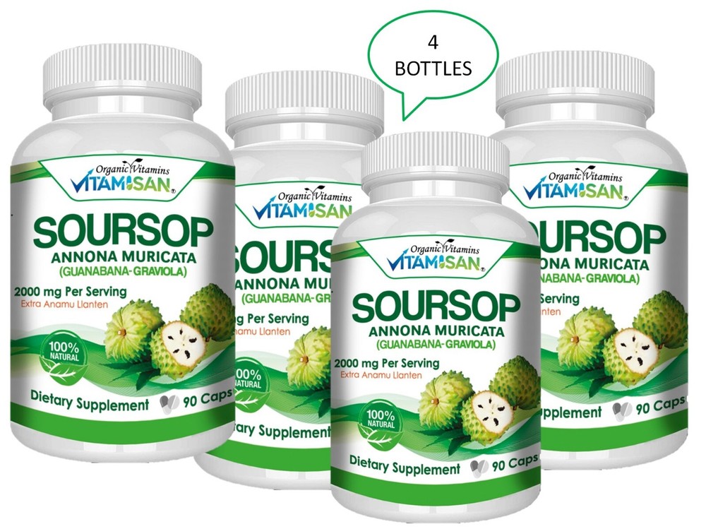 Soursop Graviola 2000 mg x/serving 360 Capsules Guanabana 6 Month supply Annona