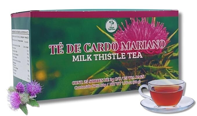 Cardo Mariano Tea (Milk Thistle Tea) – 100% Natural, Vegan | 25 Tea Bags