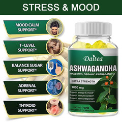 Ashwagandha Root Extract 1800 Mg, Stress Relief, Focus, Brain, Sleep, Energy