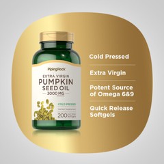 Pumpkin Seed Oil Cold Pressed | 3000mg | 200 Softgels | Non-GMO | by Piping Rock