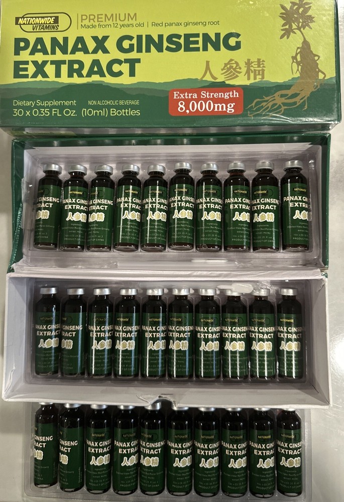 RED PANAX GINSENG EXTRACT 1 SEALED BOX 30 – 10 ML EXTRA STRENGTH Bottles 8000mg