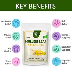 Mullein Leaf Tea for Lungs Cleanse and Immune Support, 100% Natural Tea Bags