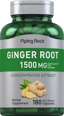 Ginger Root Capsules | 1500 mg | 180 Count | Non-GMO | by Piping Rock