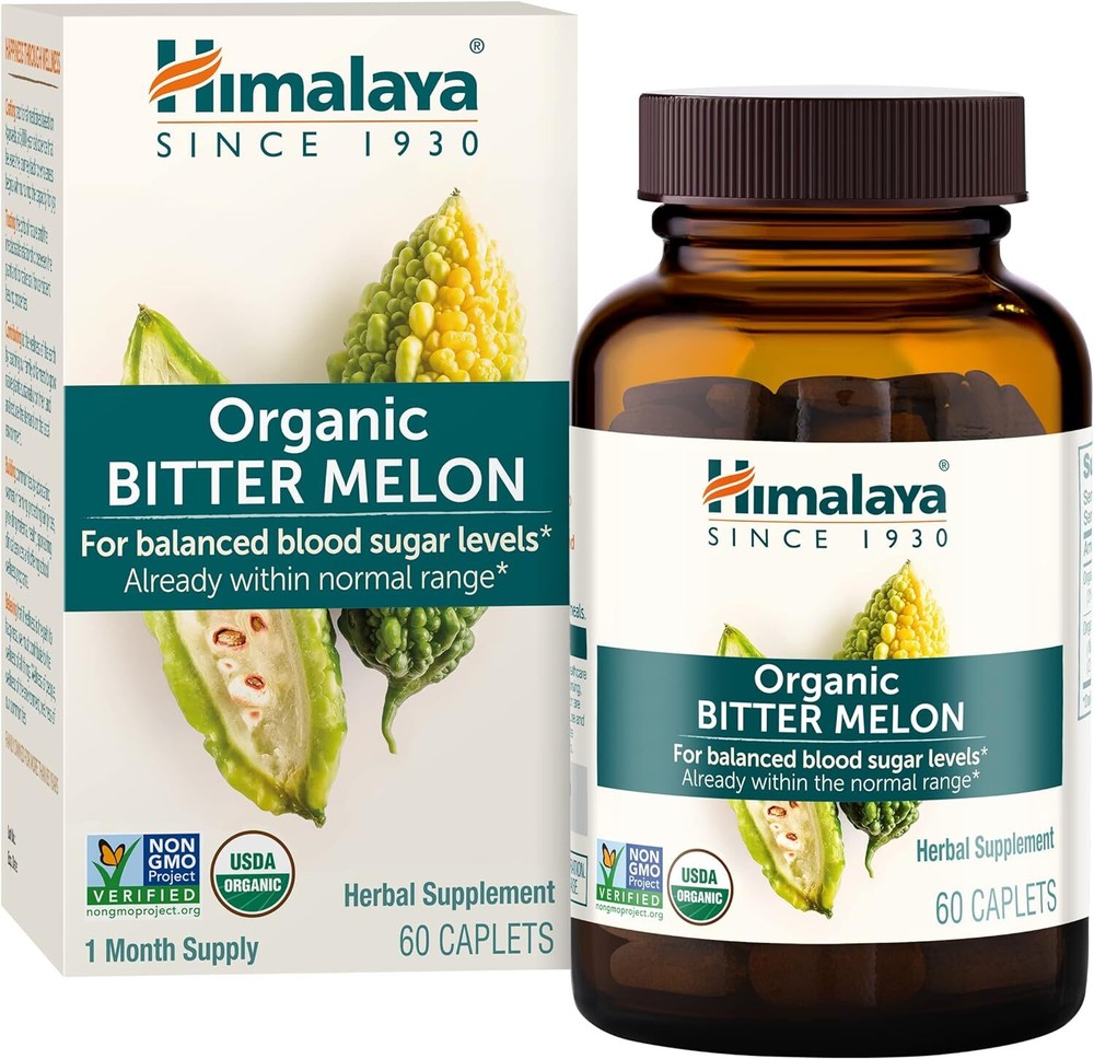 Organic Bitter Melon For Glucose Metabolism, 660 Mg, 60 Caplets, 1 Mont