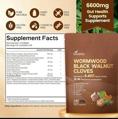 Wormwood Cloves Walnut Black 240 Softgels NEW SHIPPING FAST Vivonu