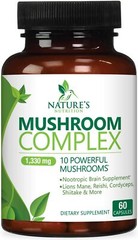 Mushroom Complex Supplement Capsules – 10 Mushrooms Lions Mane, Reishi, Chaga