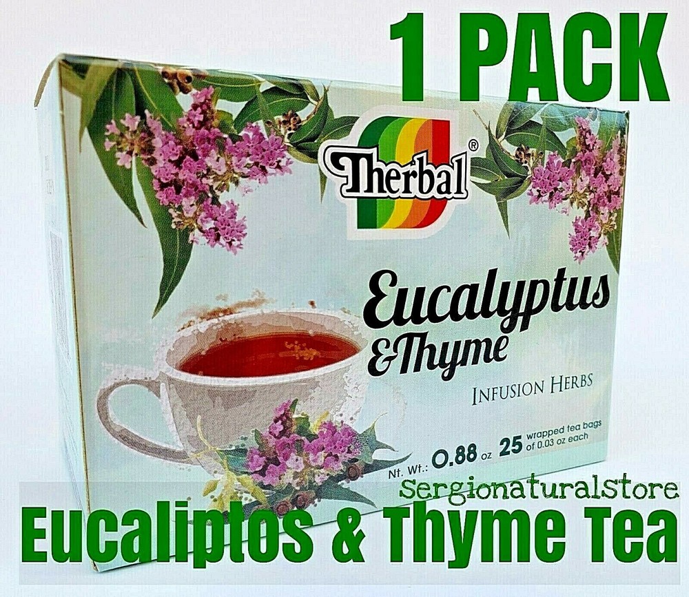 Therbal 25 Tea bags Te Eucalipto y Tomillo Eucalyptus & Thyme Tea Free Shipping