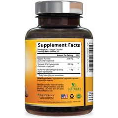 Turmeric Curcumin Supplement – 2400mg Organic 240 Count (Pack of 1)