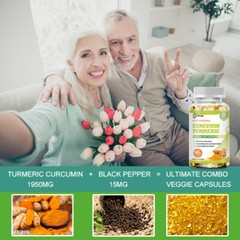 Turmeric 1950mg Curcuminoids Ginger Black Pepper 120 Capsules Exp 12/26