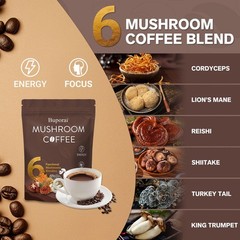 Buporai Instant Mushroom Coffee 6 Mushrooms Lion’s Mane Cordyceps Turkey Tail