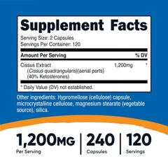 Nutricost Cissus Quadrangularis (1200mg) 240 Capsules – 240 Count (Pack of 1)