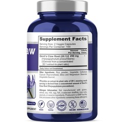 NusaPure Devil’s Claw 5000 mg, 200 Veggie Capsules, Concentrated Root Extract