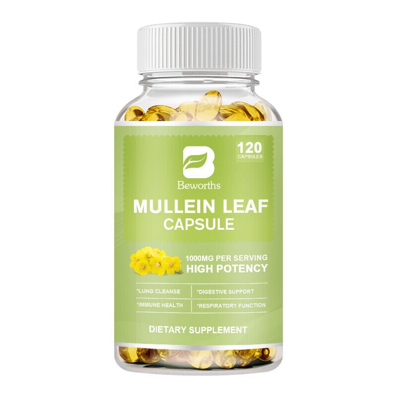 Mullein Leaf Capsules For Lung Cleansing & Detox Herbal Dietary Supplement