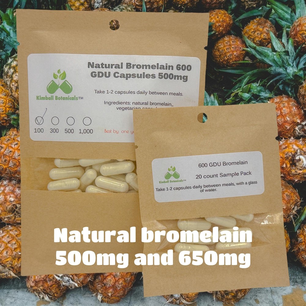 Natural Bromelain 600 GDU, 500mg or 650mg vegetarian capsules