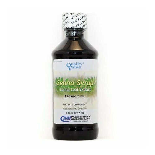 Quality Value Senna Syrup Leaf Extract Supplement Alcohol Free Dye Free 8 oz