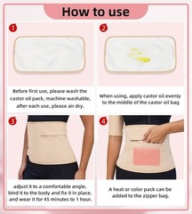 9PC Reusable Castor Oil Pack Wrap Set Organic Cold Pressed Oil Abdomen Neck Feet