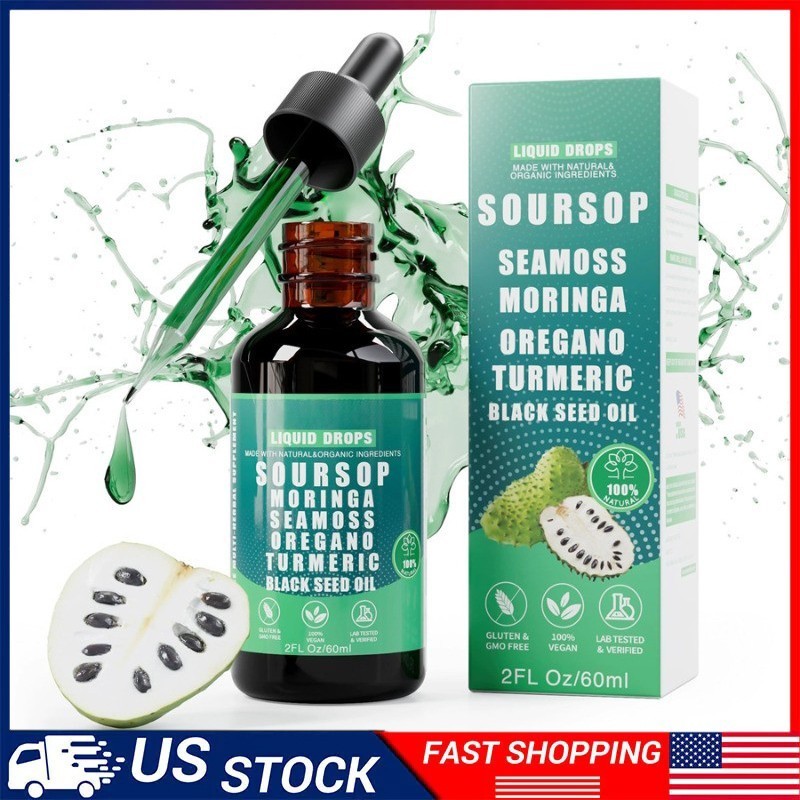 Soursop Bitters Liquid Drops 10 in 1 with Sea Moss, Moringa+ Turmeric, Black See