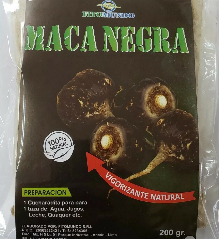 BLACK PURE MACA POWDER 200 GR DIRECT FROM PERU 100 % NATURAL FOR MEN !!