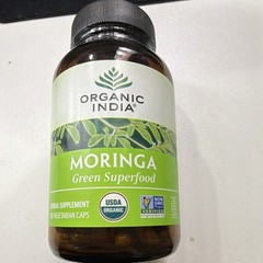 ORGANIC INDIA Moringa Superfood Herbal Supplement Organic Non-GMO 180 Veg Caps