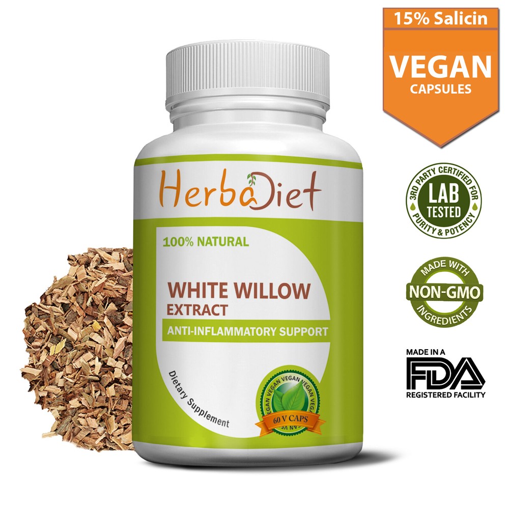 White Willow Bark Extract Capsules 15% Salicin Joint & Muscle Comfort Support