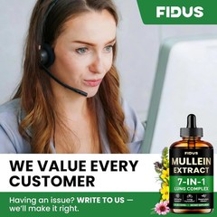 Fidus Mullein Drops 7-Herb Lung & Lymphatic Support Respiratory Detox 4 Fl Oz