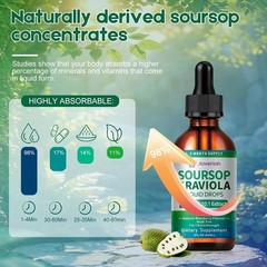 Soursop Bitters Liquid Drops Supplement with Irish Sea Moss & Turmeric for Cellu
