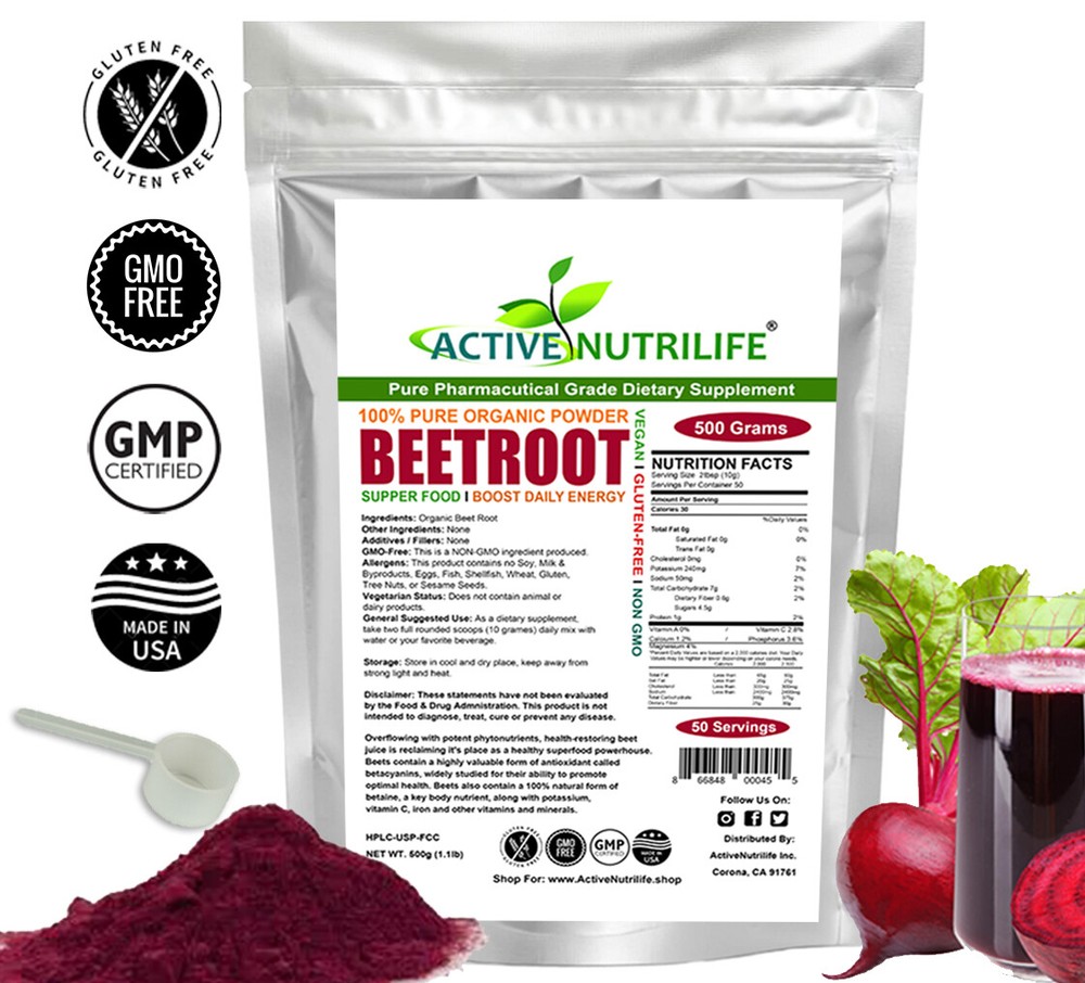 18oz Organic Beet Root Powder Raw Non GMO Pure Beta Vulgaris Nitric Oxide Booste