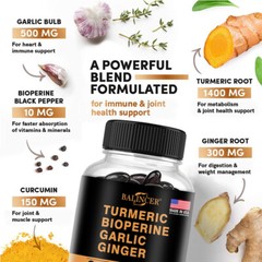 Turmeric Curcumin Highest Potency 95% 2360mg with BioPerine Garlic Ginger