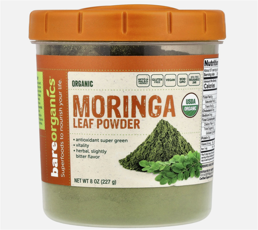 BareOrganics – Organic Moringa Leaf Powder, 8 oz (227 g) EXP. 10/2027