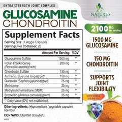 Glucosamine Chondroitin MSM 2100mg – 3x Strength Joint Support Supplement for Jo