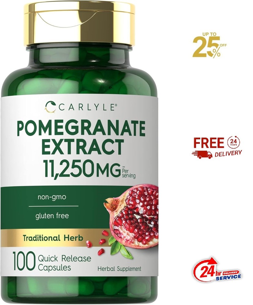 Pomegranate Extract Capsules | 11,250 mg | 100 Count | Non-GMO | by Carlyle