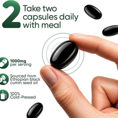 Black Seed Oil Capsules 1000mg 5.28% TQ Cold Pressed Vegan 90 Softgels