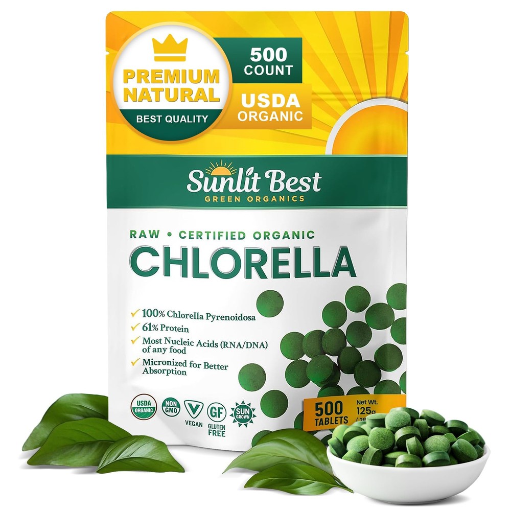 Sunlit Best USDA Organic Premium Chlorella Tablets 500 500 Count (Pack of 1)