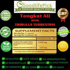 LONGJACK TONGKAT AL1 ROOT EXTRACT WITH TRIBULUS TERRESTRIS- MAXIMUM BENEFITS-120