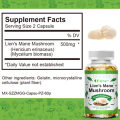 Lion’s Mane Capsules – Brain Support & Memory Boost – Natural Nootropic 60pcs